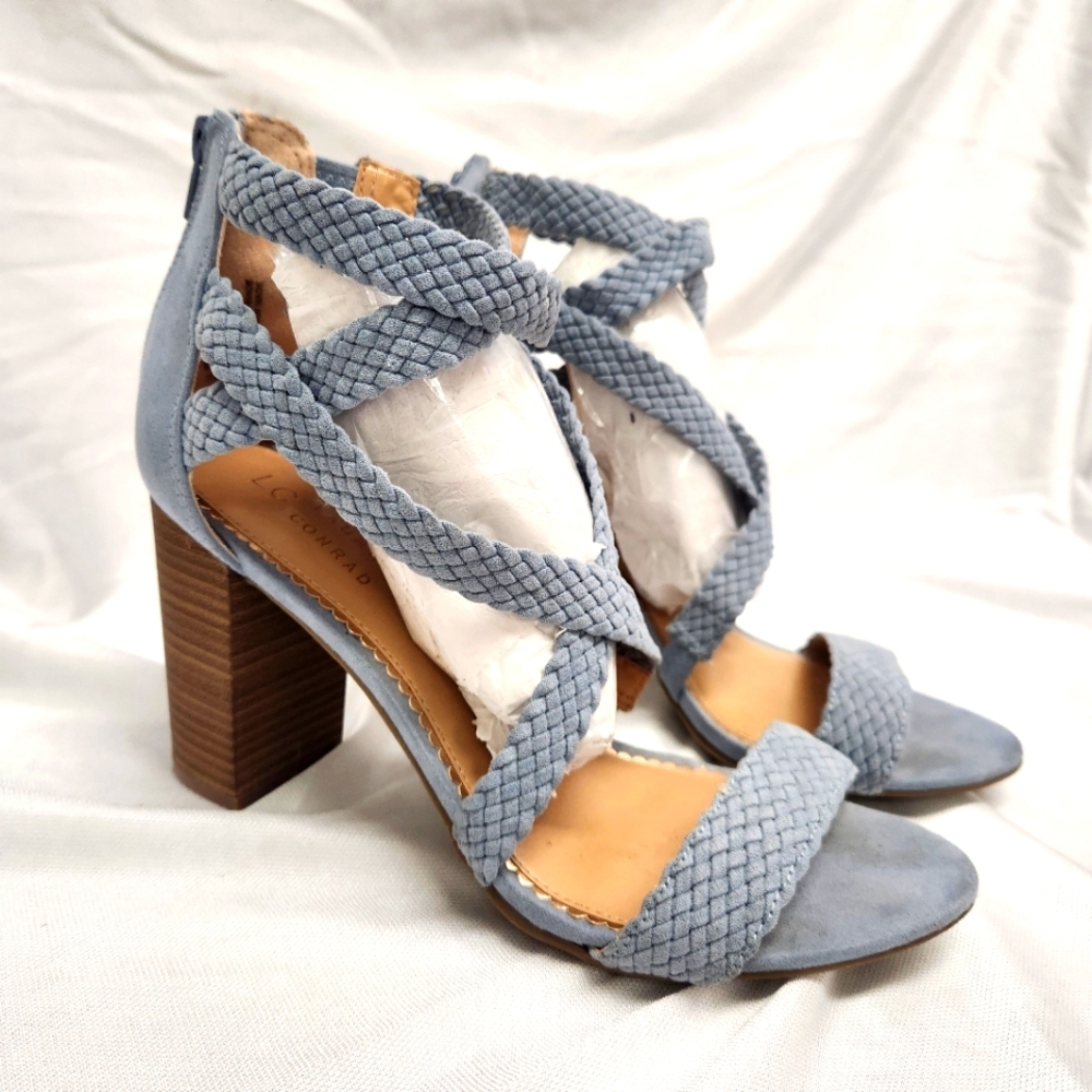 LC Lauren Conrad Womens Aventurine Baby Blue High Heel Sandal Shoes sz 10